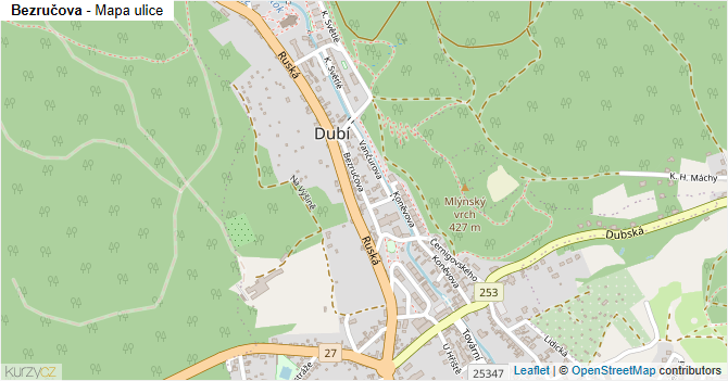 Bezručova - mapa ulice