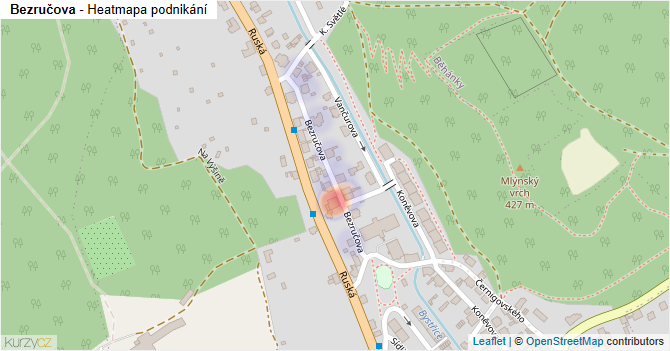 Bezručova - mapa podnikání