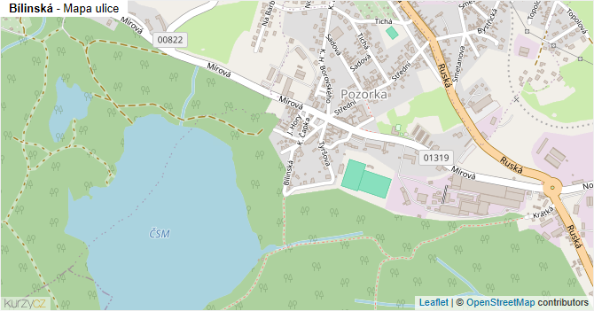 Bílinská - mapa ulice