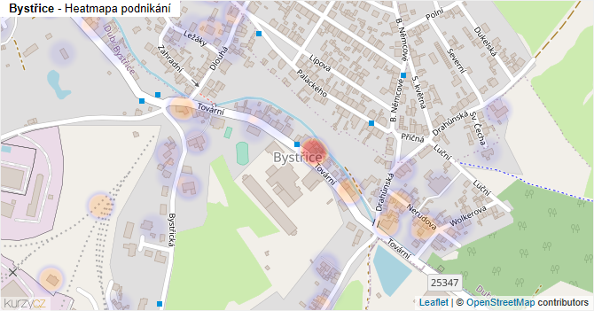 Bystřice - mapa podnikání