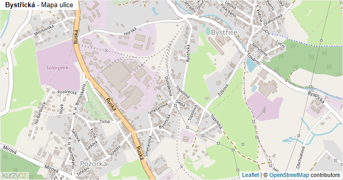 Bystřická - mapa ulice