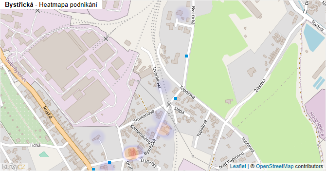 Bystřická - mapa podnikání