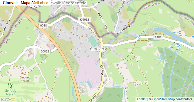 Cínovec - mapa části obce