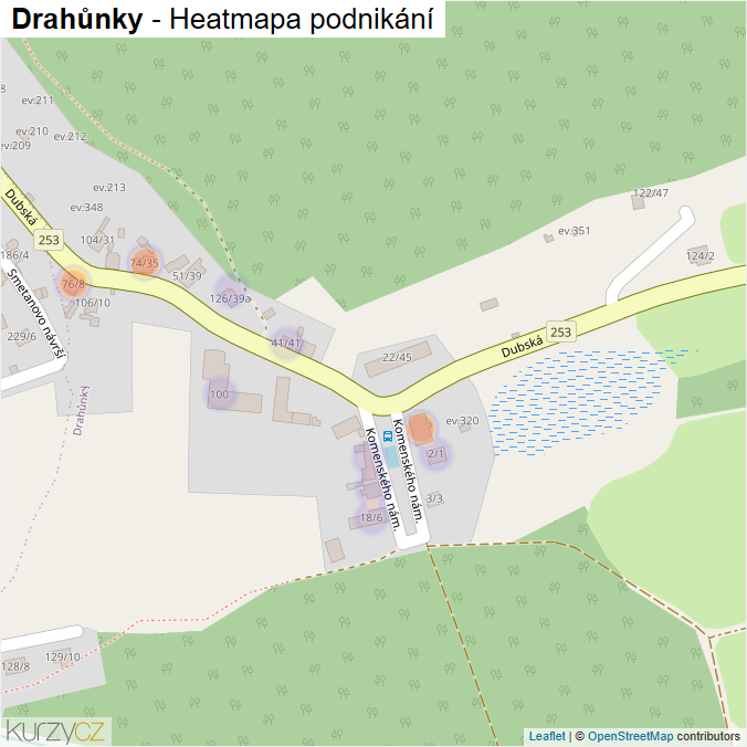 Mapa Drahůnky - Firmy v části obce.