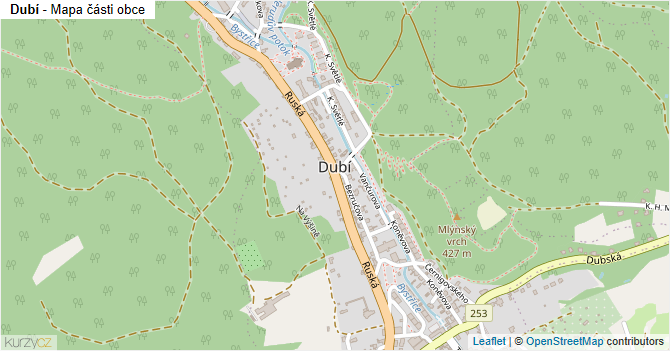 Dubí - mapa části obce