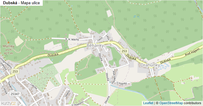 Dubská - mapa ulice