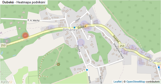 Dubská - mapa podnikání