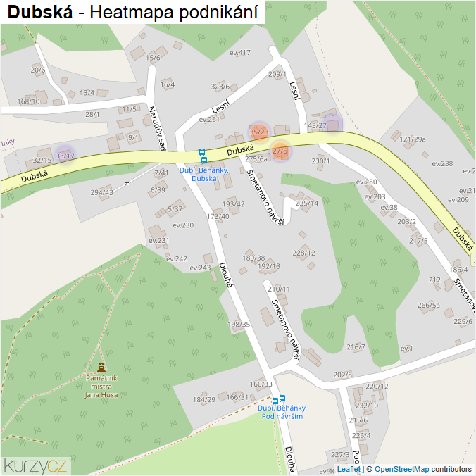 Mapa Dubská - Firmy v ulici.