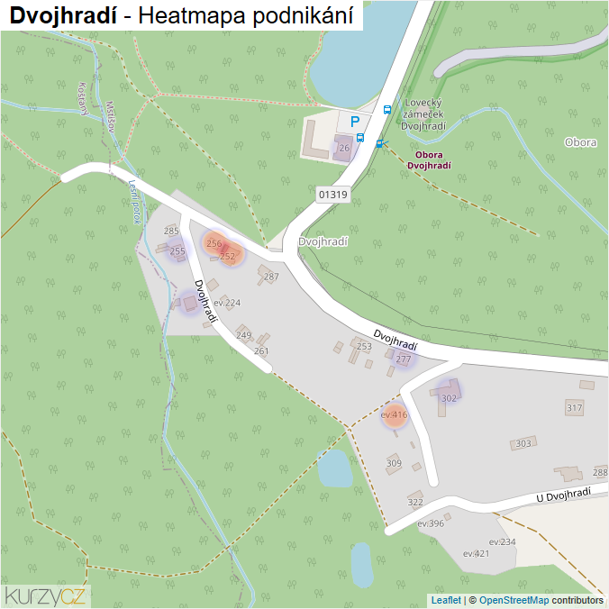 Mapa Dvojhradí - Firmy v ulici.
