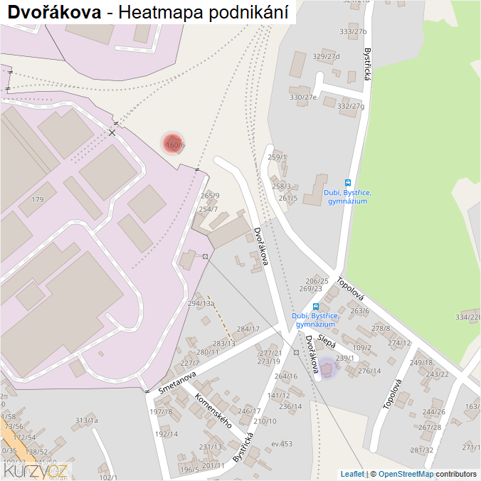Mapa Dvořákova - Firmy v ulici.