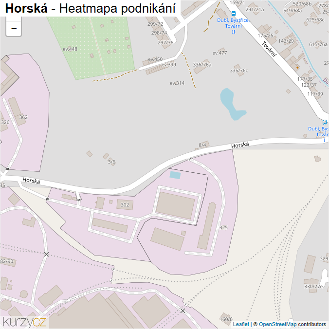 Mapa Horská - Firmy v ulici.