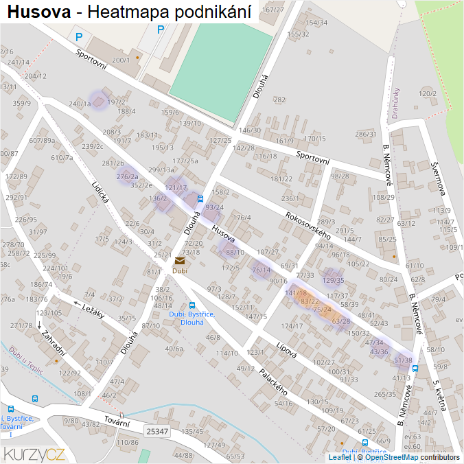 Mapa Husova - Firmy v ulici.