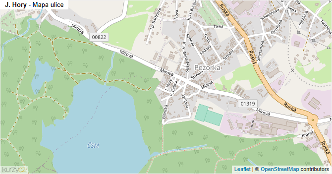 J. Hory - mapa ulice