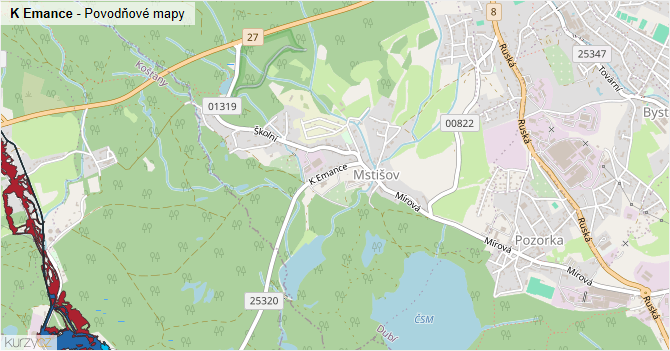 K Emance - záplavové mapy stoleté vody