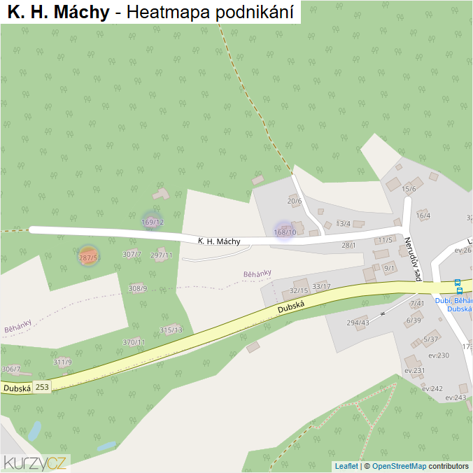 Mapa K. H. Máchy - Firmy v ulici.