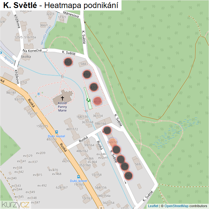 Mapa K. Světlé - Firmy v ulici.
