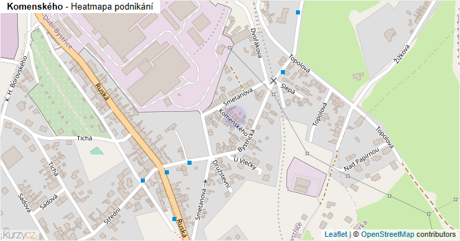 Komenského - mapa podnikání