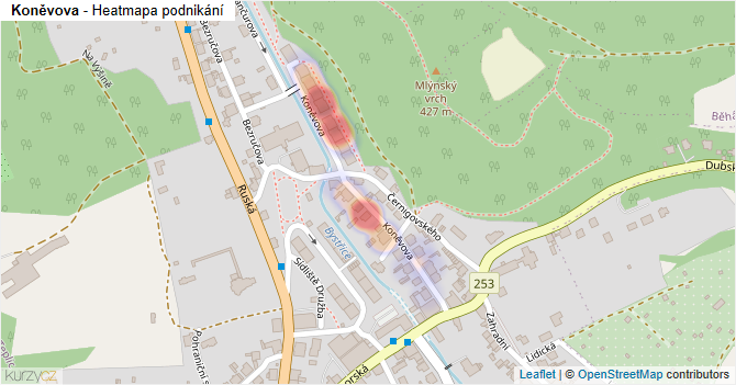 Koněvova - mapa podnikání