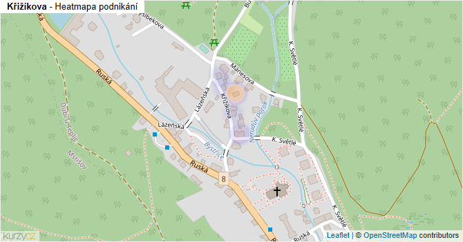 Křižíkova - mapa podnikání