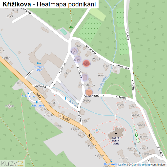 Mapa Křižíkova - Firmy v ulici.