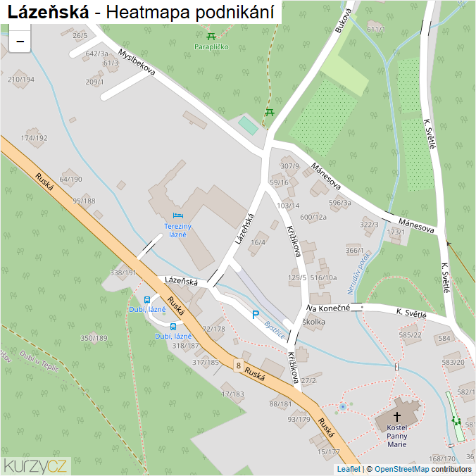 Mapa Lázeňská - Firmy v ulici.