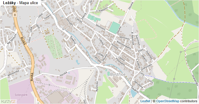 Ležáky - mapa ulice
