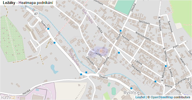 Ležáky - mapa podnikání