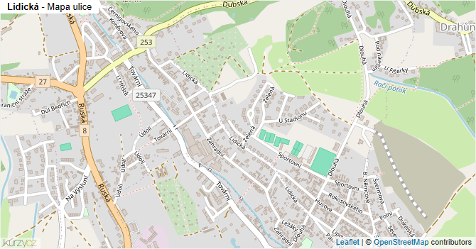 Lidická - mapa ulice