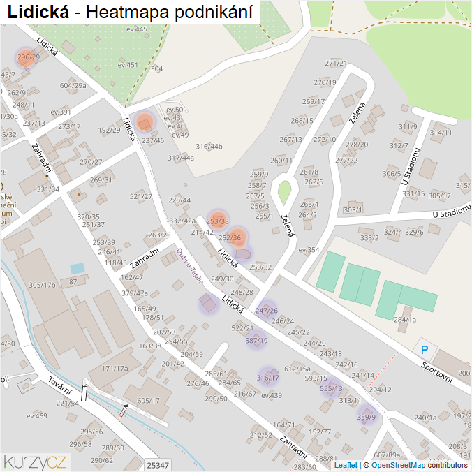 Mapa Lidická - Firmy v ulici.