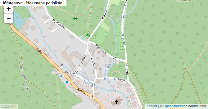 Mánesova - mapa podnikání