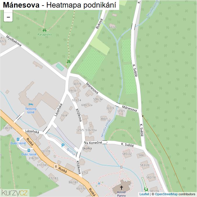 Mapa Mánesova - Firmy v ulici.