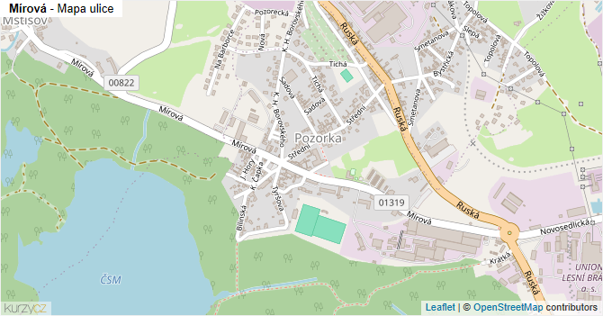 Mírová - mapa ulice