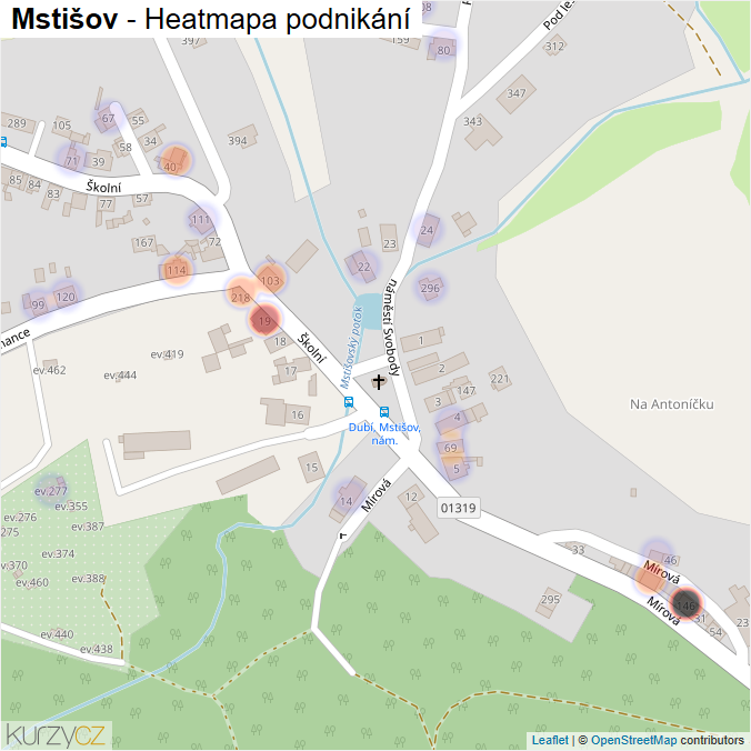 Mapa Mstišov - Firmy v části obce.