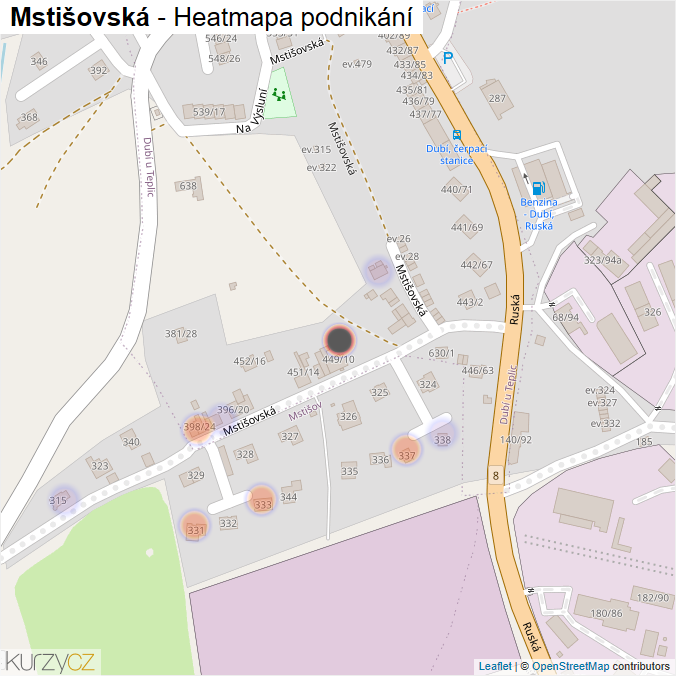 Mapa Mstišovská - Firmy v ulici.