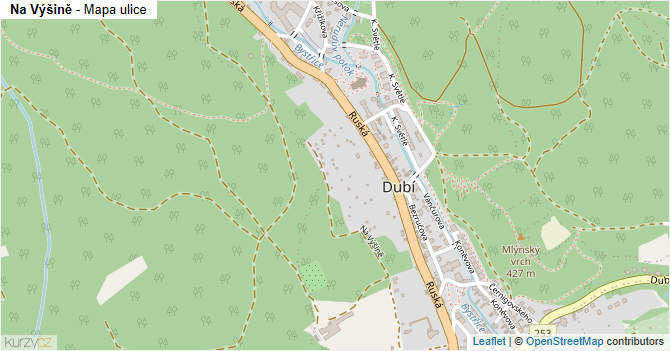 Na Výšině - mapa ulice