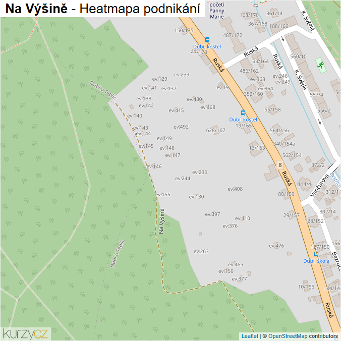 Mapa Na Výšině - Firmy v ulici.