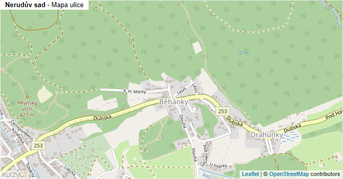 Nerudův sad - mapa ulice