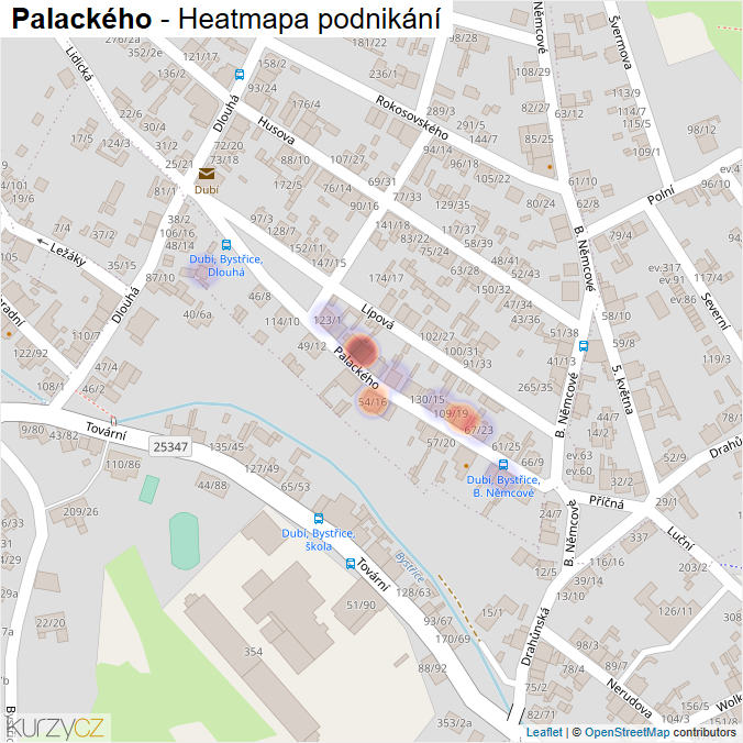Mapa Palackého - Firmy v ulici.