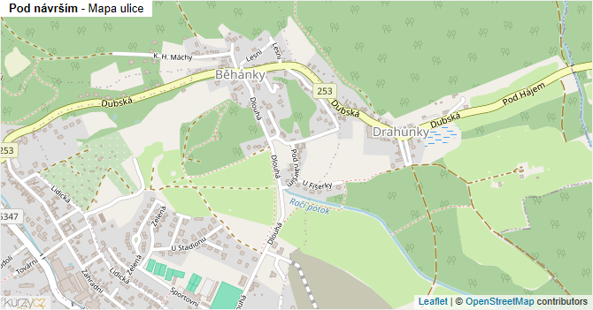 Pod návrším - mapa ulice