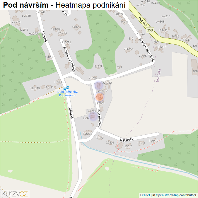Mapa Pod návrším - Firmy v ulici.
