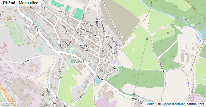 Příčná - mapa ulice