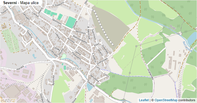 Severní - mapa ulice
