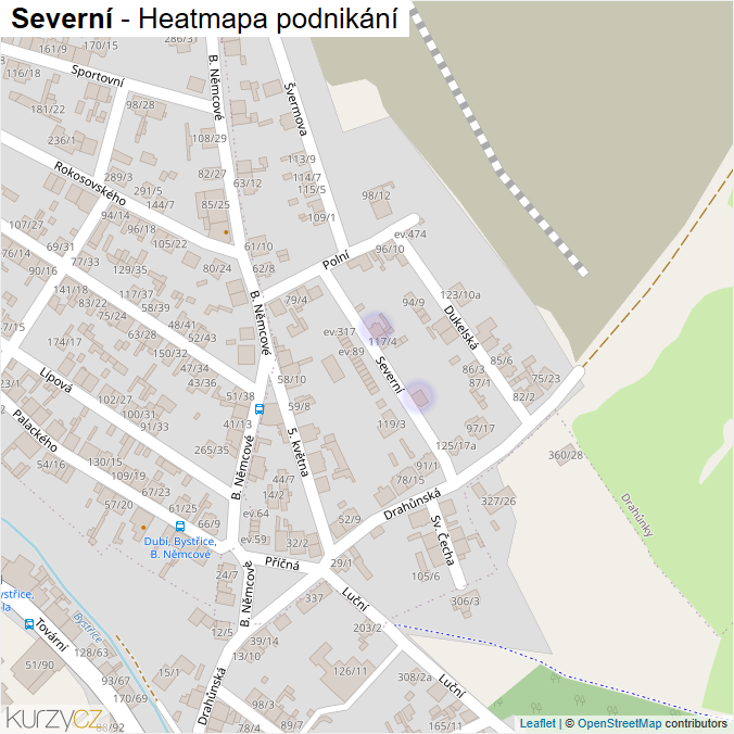 Mapa Severní - Firmy v ulici.