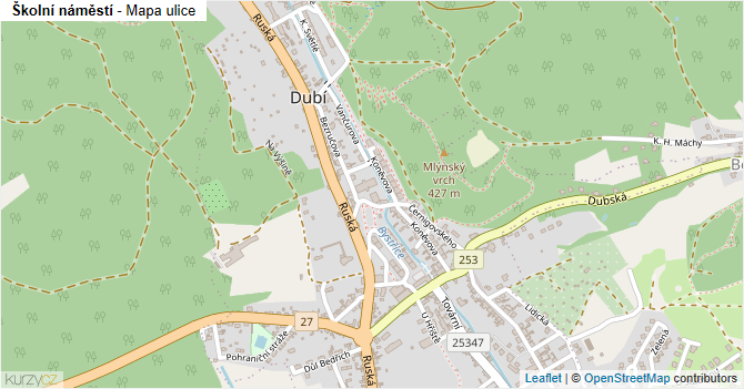 Školní náměstí - mapa ulice