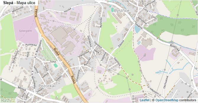 Slepá - mapa ulice