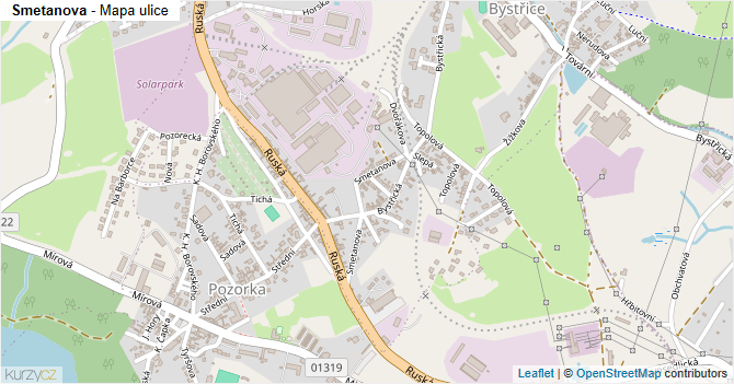 Smetanova - mapa ulice
