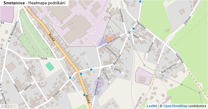 Smetanova - mapa podnikání