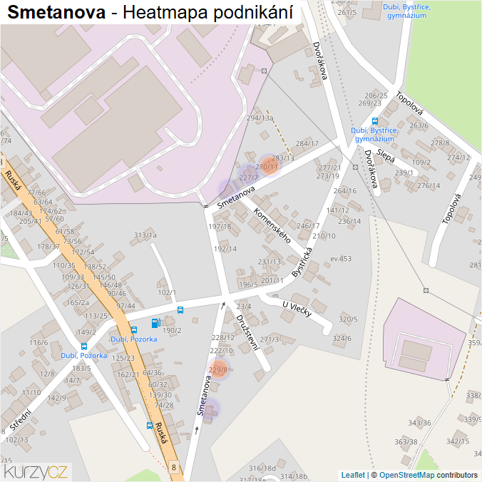 Mapa Smetanova - Firmy v ulici.