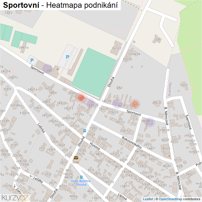 Mapa Sportovní - Firmy v ulici.