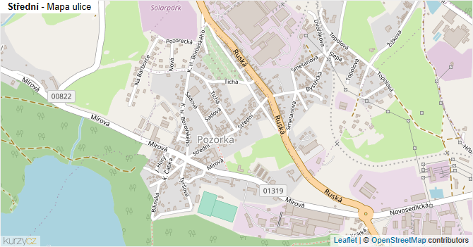 Střední - mapa ulice